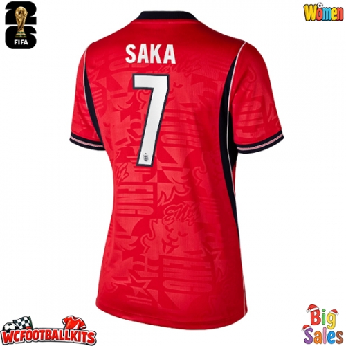 England Bukayo Saka #7 Replica Away Stadium Shirt for Women World Cup 2026 Short Sleeve
